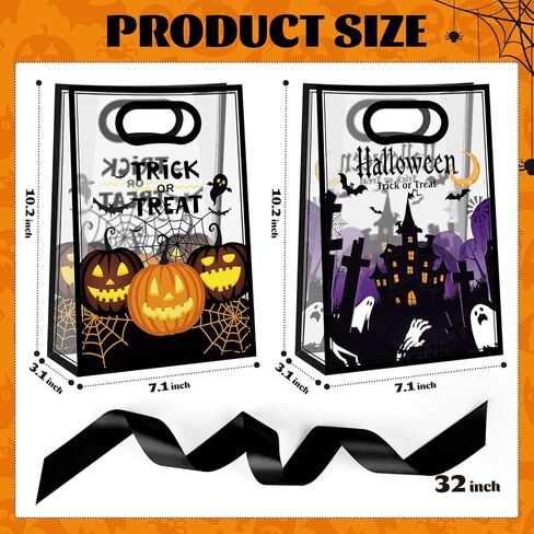YumiTrek 20pcs Clear Gift Bags 7"x10"x3.2" Transparent Plastic Gift Bags Bulk with Handles, Waterproof Clear PVC Favor Bags Reusable for Treats, Party, Candy & Gifts (Christmas Design) in Saudi Arabia