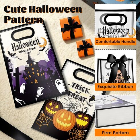 YumiTrek 20pcs Clear Gift Bags 7"x10"x3.2" Transparent Plastic Gift Bags Bulk with Handles, Waterproof Clear PVC Favor Bags Reusable for Treats, Party, Candy & Gifts (Christmas Design) in Saudi Arabia