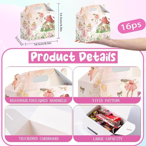 16 Pcs Fairy Party Favor Boxes - Flower Fairy Party Gift Paper Boxes, Floral Fairies Themed Decorations for Birthday Presents Decorations Supplies in Saudi Arabia