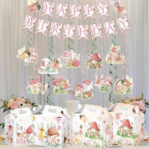 16 Pcs Fairy Party Favor Boxes - Flower Fairy Party Gift Paper Boxes, Floral Fairies Themed Decorations for Birthday Presents Decorations Supplies in Saudi Arabia
