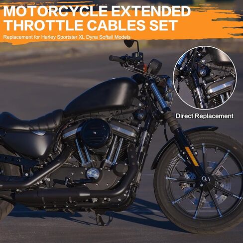 طقم كبل الخانق المضفر 35 بوصة تمديد كابل غاز الخانق من الفولاذ المقاوم للصدأ لاستبدال Harley Dyna Softail XL Sportster 883 1200 Fat Boy Heritage Road King in Kuwait