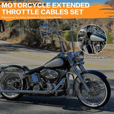 طقم كبل الخانق المضفر 35 بوصة تمديد كابل غاز الخانق من الفولاذ المقاوم للصدأ لاستبدال Harley Dyna Softail XL Sportster 883 1200 Fat Boy Heritage Road King in Kuwait