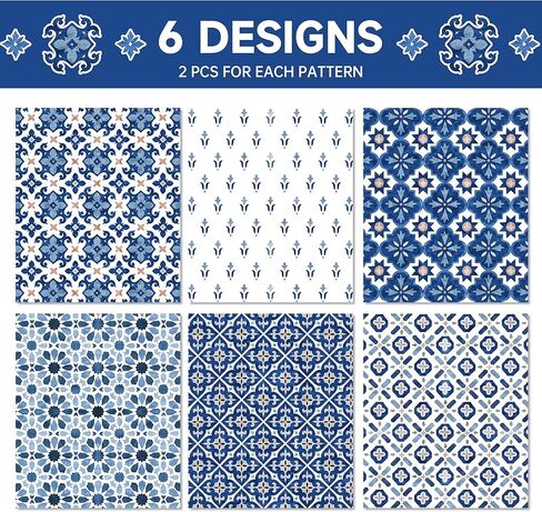 12 Sheets Moroccan Mosaic Wrapping Paper | 6 Navy Blue Vintage Mandala Designs | Moroccan Tiles Gift Wrap for Birthday Wedding Baby Shower Wrapping Holiday Crafts DIY Gift Packing,20 x 27 In in Saudi Arabia