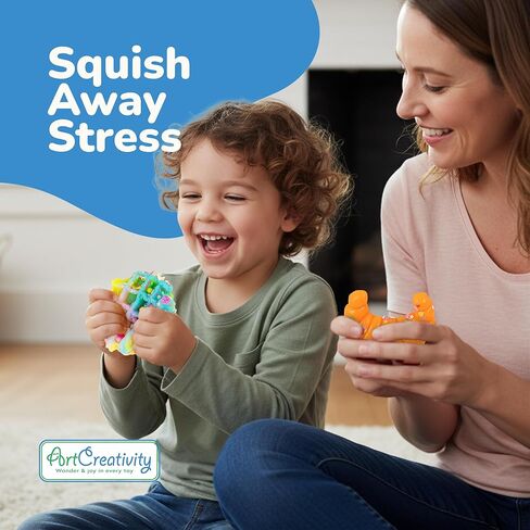 ArtCreativity Squishy Treats Fidget Toys for Kids and Adults - 4 Pack - Super Soft Squishy Dessert Include Sandwich Cookie, Donut, Croissant, and Waffle - Squeeze Toys for Stress Relief and Anxiety in Saudi Arabia