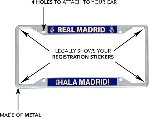 Desert Cactus Real Madrid FC Car Accessories Los Blancos Madridistas Soccer Metal License Plate Frame and Tag Holder for Front or Rear of Vehicle (Frame - Design E) in Saudi Arabia