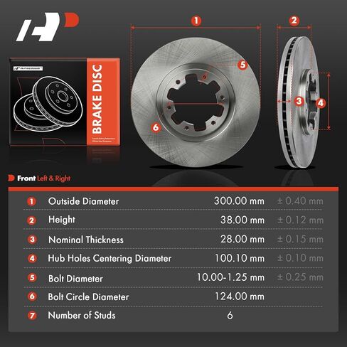 A-Premium 11.81 inch (300mm) Front Vented Disc Brake Rotors Compatible with Select Nissan and Infiniti Models - Pathfinder 1998-2004, QX4 1998-2003, 2-PC Set in Saudi Arabia