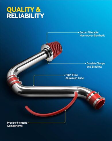 AUTOSITY Cold Air Intake Kit Compatible with 1994-1997 Accord 2.2L, 1998-2002 Accord 2.3L (DX/LX/EX/SE/VP), Filters System Kits Aluminum 2.75 in Red High Flow in Saudi Arabia