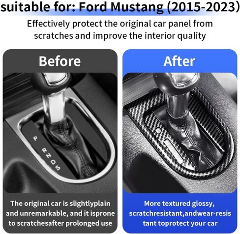 Car Center Console Gear Shift Panel Trim Cover for Ford Mustang 2015 2016 2017 2018 2019 2020 2021 2022 2023 Auto Interior Decor Accessories Central Control Protection Frame Carbon Fiber Style in Saudi Arabia