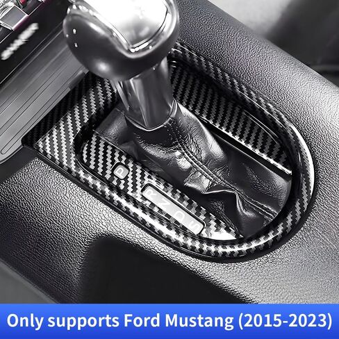 Car Center Console Gear Shift Panel Trim Cover for Ford Mustang 2015 2016 2017 2018 2019 2020 2021 2022 2023 Auto Interior Decor Accessories Central Control Protection Frame Carbon Fiber Style in Saudi Arabia