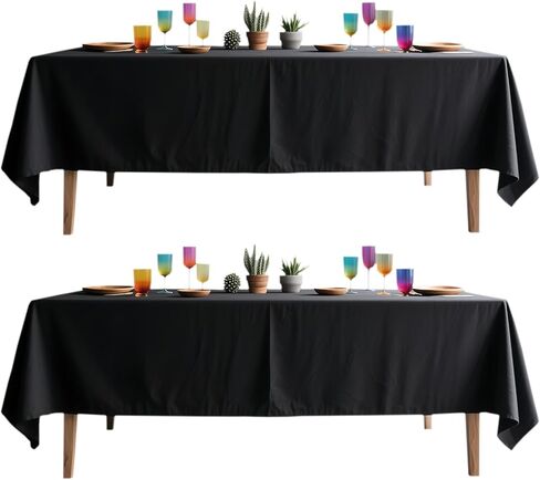 WIGENIUS Table Cloth,Polyester Table Cover, Tablecloth for Wedding Dining Table Buffet Parties and Camping (Black, 60inches Round) in Kuwait