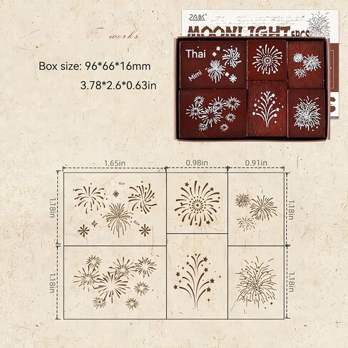 Fireworks Wooden Stamps for Crafting–Premium Wooden Rubber Stamps Set, Perfect for Scrapbooking and Art Projects in Saudi Arabia