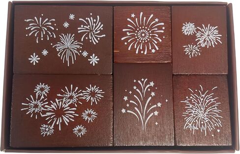 Fireworks Wooden Stamps for Crafting–Premium Wooden Rubber Stamps Set, Perfect for Scrapbooking and Art Projects in Saudi Arabia