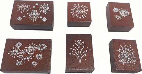 Fireworks Wooden Stamps for Crafting–Premium Wooden Rubber Stamps Set, Perfect for Scrapbooking and Art Projects in Saudi Arabia