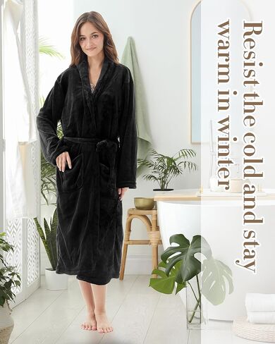 Panitay 12 Pcs Black Plush Long Robe Bulk Hotel Plush Shawl Collar Plush Spa Hotel Bathrobe Commercial Soft Warm Plush Bathrobe in Saudi Arabia