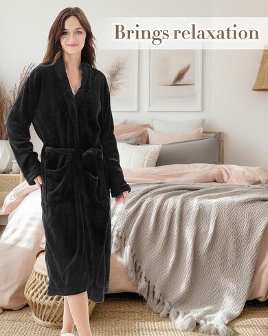 Panitay 12 Pcs Black Plush Long Robe Bulk Hotel Plush Shawl Collar Plush Spa Hotel Bathrobe Commercial Soft Warm Plush Bathrobe in Saudi Arabia