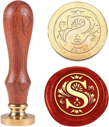 1Pc Wax Seal Stamp Set, Initial Themed Letter S Sealing Wax Stamp Solid Brass Heads with Handles for Party Wedding Invitation Cards Envelopes Gift Wrapping Letter, 3.27x0.87inch in Saudi Arabia