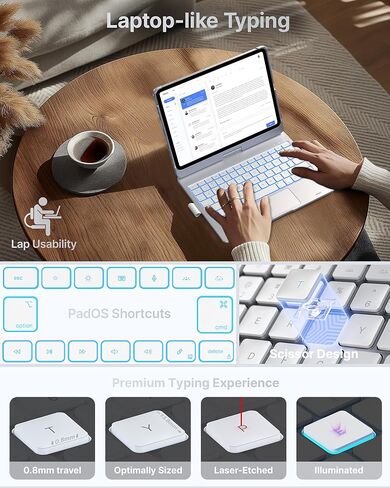 typecase Touch Keyboard Case with Trackpad for iPad Air 5th&4th,11-Color Backlight,Black in Kuwait