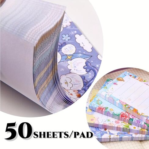 Dream Garden Sticky Notes Stationary Set 50 Double Sided Stationery Papers for School, Home Office Message Pads(2.95X4.33in) in Saudi Arabia