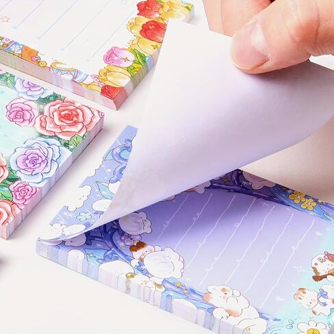 Dream Garden Sticky Notes Stationary Set 50 Double Sided Stationery Papers for School, Home Office Message Pads(2.95X4.33in) in Saudi Arabia