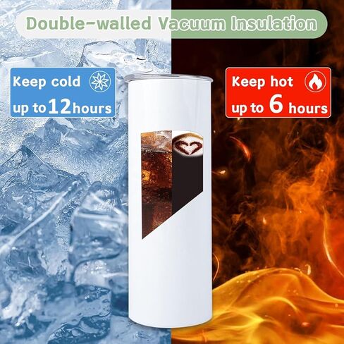 50 Pack Sublimation Blanks, 20oz Sublimation Tumblers Skinny Straight with Lids and Straws Bulk, Stainless Steel Double Wall Polymer Coating for Heat Transfer DIY Gifts in Saudi Arabia
