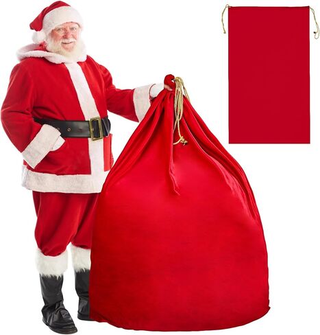 56 x 36Inch Christmas Santa Bag, Large Gift Sack Bags for Wrapping Christmas Gift Presents, Red Velvet Santa Bag, Giant 1Pcs in Saudi Arabia
