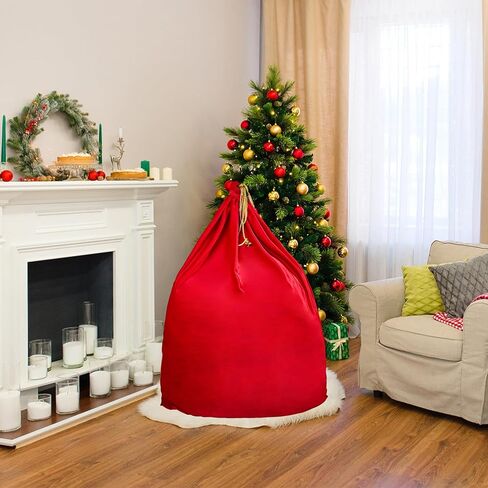 56 x 36Inch Christmas Santa Bag, Large Gift Sack Bags for Wrapping Christmas Gift Presents, Red Velvet Santa Bag, Giant 1Pcs in Saudi Arabia