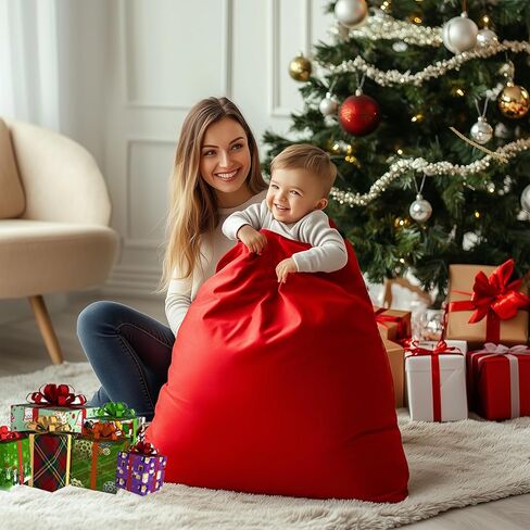 56 x 36Inch Christmas Santa Bag, Large Gift Sack Bags for Wrapping Christmas Gift Presents, Red Velvet Santa Bag, Giant 1Pcs in Saudi Arabia