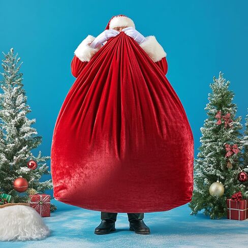 56 x 36Inch Christmas Santa Bag, Large Gift Sack Bags for Wrapping Christmas Gift Presents, Red Velvet Santa Bag, Giant 1Pcs in Saudi Arabia