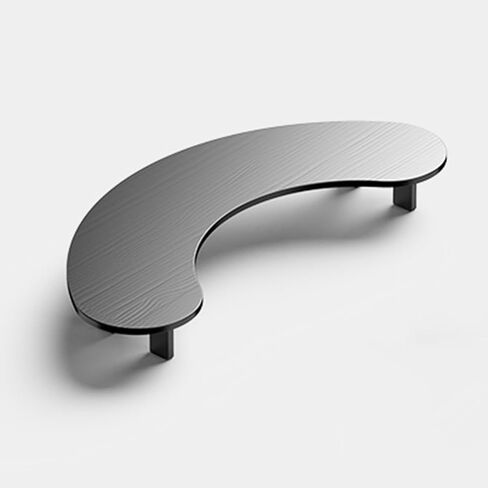 حامل شاشة زاوية منحني من الخشب الصلب، حامل شاشة قوسي لتنظيم المكتب المكتبي، ارتفاعان وحجمان لرف الكمبيوتر (اللون: أسود، الحجم: كبير-11 سم (4 3/8")) in Kuwait