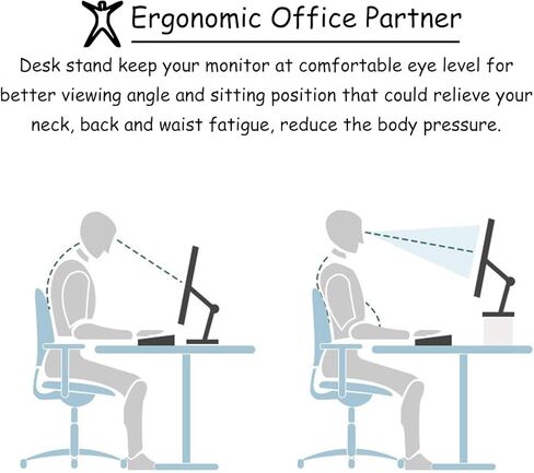 حامل شاشة زاوية منحني من الخشب الصلب، حامل شاشة قوسي لتنظيم المكتب المكتبي، ارتفاعان وحجمان لرف الكمبيوتر (اللون: أسود، الحجم: كبير-11 سم (4 3/8")) in Kuwait