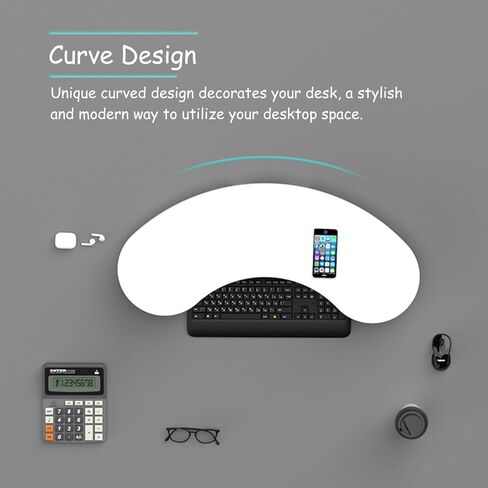 حامل شاشة زاوية منحني من الخشب الصلب، حامل شاشة قوسي لتنظيم المكتب المكتبي، ارتفاعان وحجمان لرف الكمبيوتر (اللون: أسود، الحجم: كبير-11 سم (4 3/8")) in Kuwait