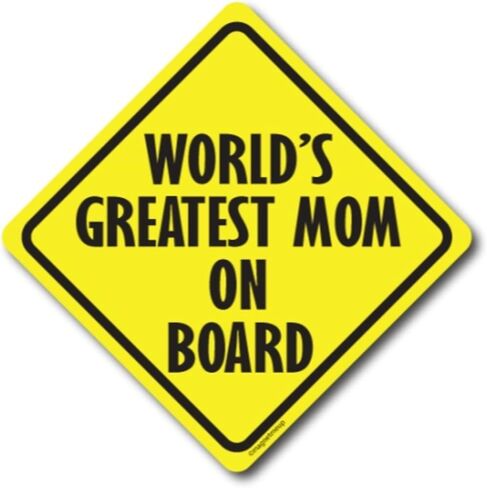 Magnet Me Up World's Greatest Mom On Board Car Magnet 5x5 بوصة علامة مغناطيسية على شكل قلب، فينيل عالي التحمل للأشعة فوق البنفسجية، مقاوم للطقس ومتين لسيارات الدفع الرباعي والشاحنات والخزانة صنع في الولايات المتحدة الأمريكية in Saudi Arabia