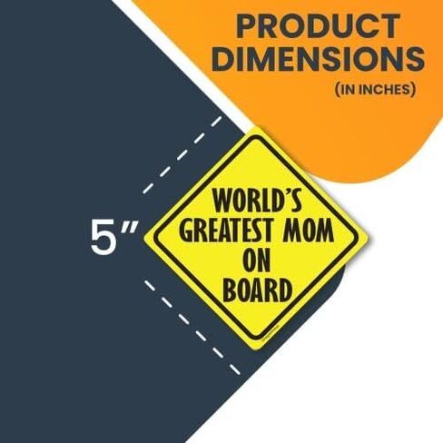 Magnet Me Up World's Greatest Mom On Board Car Magnet 5x5 بوصة علامة مغناطيسية على شكل قلب، فينيل عالي التحمل للأشعة فوق البنفسجية، مقاوم للطقس ومتين لسيارات الدفع الرباعي والشاحنات والخزانة صنع في الولايات المتحدة الأمريكية in Saudi Arabia