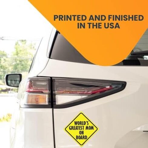 Magnet Me Up World's Greatest Mom On Board Car Magnet 5x5 بوصة علامة مغناطيسية على شكل قلب، فينيل عالي التحمل للأشعة فوق البنفسجية، مقاوم للطقس ومتين لسيارات الدفع الرباعي والشاحنات والخزانة صنع في الولايات المتحدة الأمريكية in Saudi Arabia