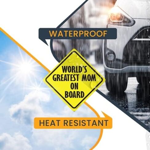 Magnet Me Up World's Greatest Mom On Board Car Magnet 5x5 بوصة علامة مغناطيسية على شكل قلب، فينيل عالي التحمل للأشعة فوق البنفسجية، مقاوم للطقس ومتين لسيارات الدفع الرباعي والشاحنات والخزانة صنع في الولايات المتحدة الأمريكية in Saudi Arabia