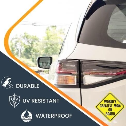 Magnet Me Up World's Greatest Mom On Board Car Magnet 5x5 بوصة علامة مغناطيسية على شكل قلب، فينيل عالي التحمل للأشعة فوق البنفسجية، مقاوم للطقس ومتين لسيارات الدفع الرباعي والشاحنات والخزانة صنع في الولايات المتحدة الأمريكية in Saudi Arabia