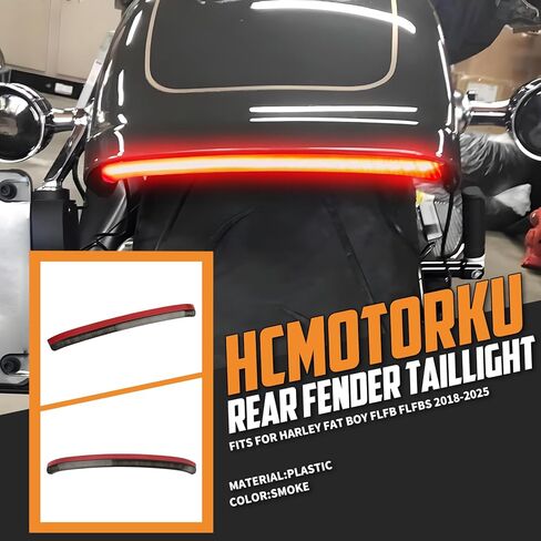 ضوء خلفي LED للحاجز الخلفي متوافق مع Harley Fat Boy FLFB FLFBS 2018–2025، ضوء إشارة الانعطاف للفرامل (عدسة مدخنة) in Saudi Arabia