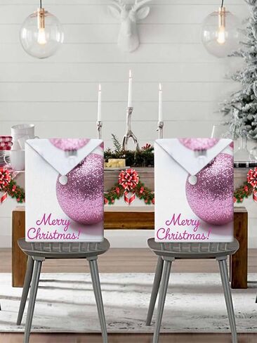 Christmas Dining Room Chair Back Covers, Merry Christmas Snowflake Polka Dot Gold White Chair Covers Kitchen Chair Slipcovers Protective Covers for Holiday Party Festival Decoration, Set of 6 in Kuwait