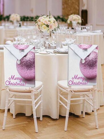 Christmas Dining Room Chair Back Covers, Merry Christmas Snowflake Polka Dot Gold White Chair Covers Kitchen Chair Slipcovers Protective Covers for Holiday Party Festival Decoration, Set of 6 in Kuwait