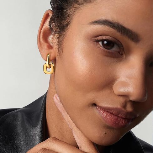 Dangle Gold Earrings for Women Trendy: Teardrop Earrings 14K Gold/Silver Plated Huggie Hoops Lightweight Hanging Teardrop and Ball Drop Earrings Hypoallergenic Statement Earrings Gold Jewelry in Kuwait