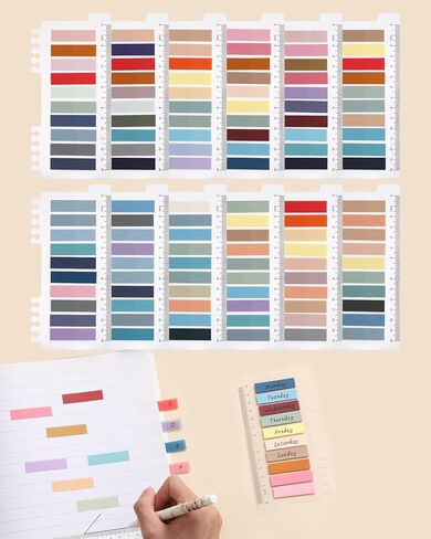 2400 PCS Sticky Tabs, Book Tabs Transparent Sticky Note Tabs, Page Markers Sticky Notes for Annotating Books, Writable Book Flags, Clear Index Tabs for Page Marking Classify File 12 Colors in Saudi Arabia