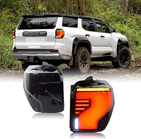 مجموعة مصابيح خلفية مناسبة لسيارة Toyota FJ Crusier 2007-2020 مصابيح خلفية LED مع بداية ديناميكية للتوصيل والتشغيل وتدفق التوجيه الخلفي زوج مجموعة مصابيح خلفية بشريط أبيض in Saudi Arabia