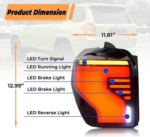 مجموعة مصابيح خلفية مناسبة لسيارة Toyota FJ Crusier 2007-2020 مصابيح خلفية LED مع بداية ديناميكية للتوصيل والتشغيل وتدفق التوجيه الخلفي زوج مجموعة مصابيح خلفية بشريط أبيض in Saudi Arabia