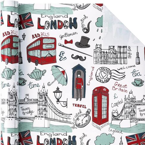 WRAPAHOLIC London Wrapping Paper Roll - Mini Roll - 17 Inch x 16.5 Feet - England London City British Wrapping Paper, Perfect for Birthday, Wedding, City Lover in Saudi Arabia