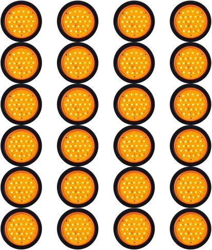 8PCs 4" Inch Round Clear Lens RED Lighting 24 LED Lamp Brake Stop Running Rear Parking Tail Lights w/Grommet Wiring Plug Compatible with Car Truck Trailer RV DC 12V in Saudi Arabia