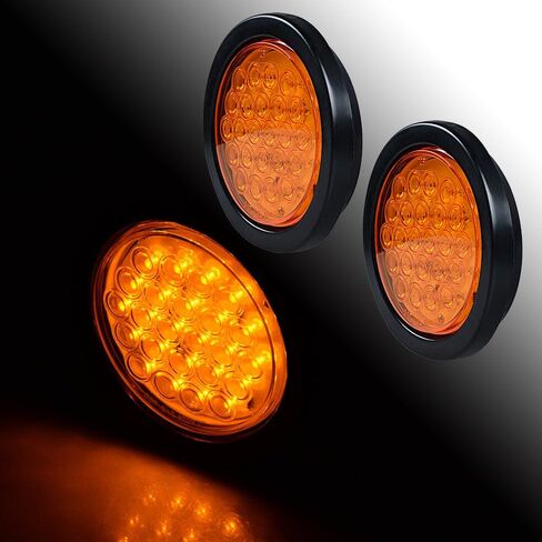 8PCs 4" Inch Round Clear Lens RED Lighting 24 LED Lamp Brake Stop Running Rear Parking Tail Lights w/Grommet Wiring Plug Compatible with Car Truck Trailer RV DC 12V in Saudi Arabia