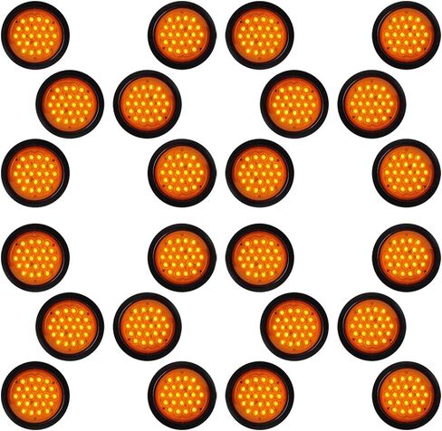 8PCs 4" Inch Round Clear Lens RED Lighting 24 LED Lamp Brake Stop Running Rear Parking Tail Lights w/Grommet Wiring Plug Compatible with Car Truck Trailer RV DC 12V in Saudi Arabia