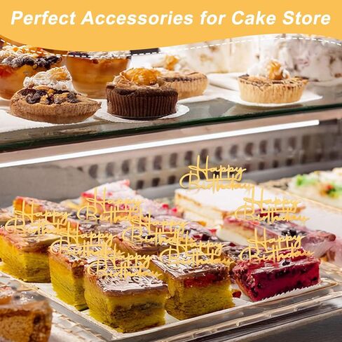 15 Pcs Happy Birthday Cupcake Toppers, Gold Happy Birthday Cake Topper Acrylic Cake Topper Gold Cupcake Toppers Cakes Decoration for Party Celebration Dessert Decor Accessories Cakes Supplies in Kuwait