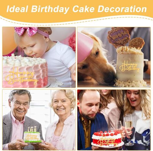 15 Pcs Happy Birthday Cupcake Toppers, Gold Happy Birthday Cake Topper Acrylic Cake Topper Gold Cupcake Toppers Cakes Decoration for Party Celebration Dessert Decor Accessories Cakes Supplies in Kuwait