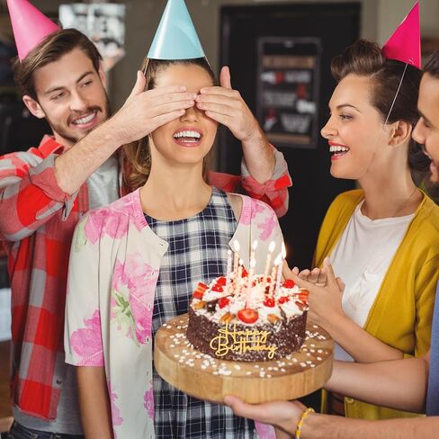 15 Pcs Happy Birthday Cupcake Toppers, Gold Happy Birthday Cake Topper Acrylic Cake Topper Gold Cupcake Toppers Cakes Decoration for Party Celebration Dessert Decor Accessories Cakes Supplies in Kuwait